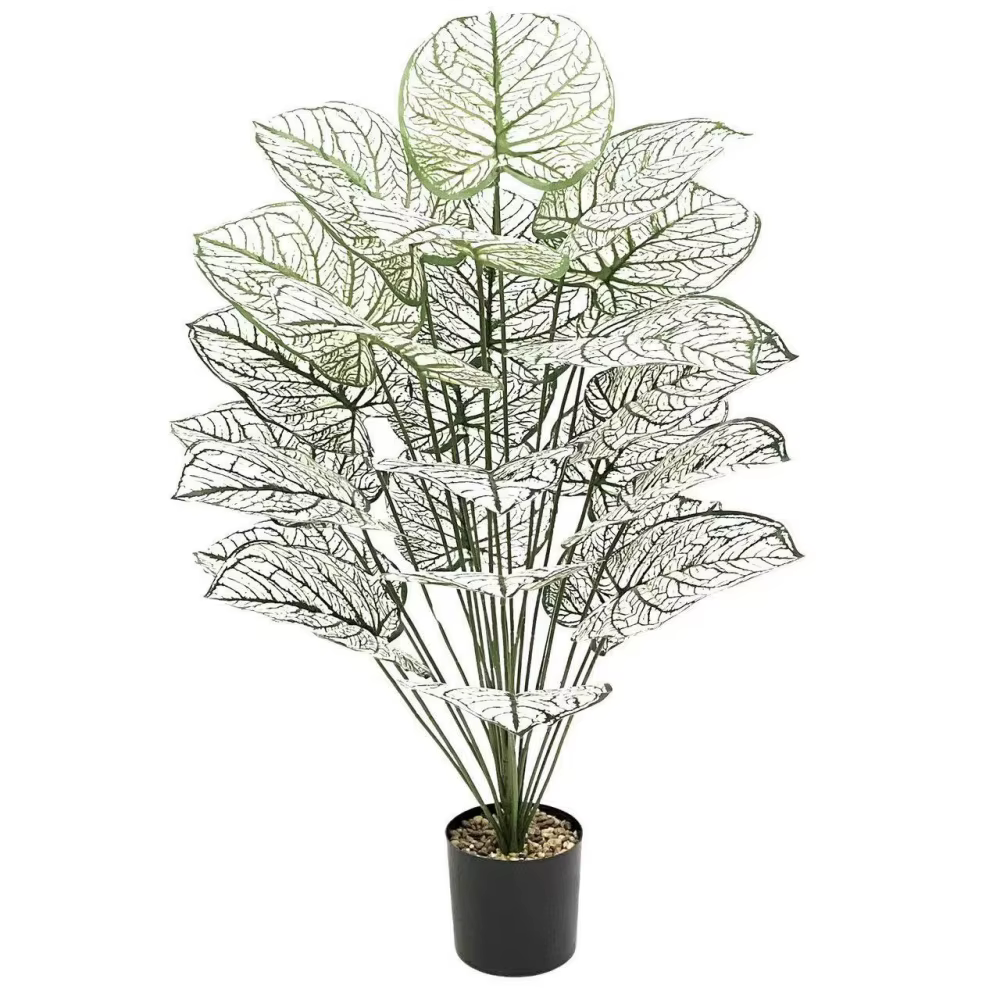 Plantes artificielles, feuille blanche et verte