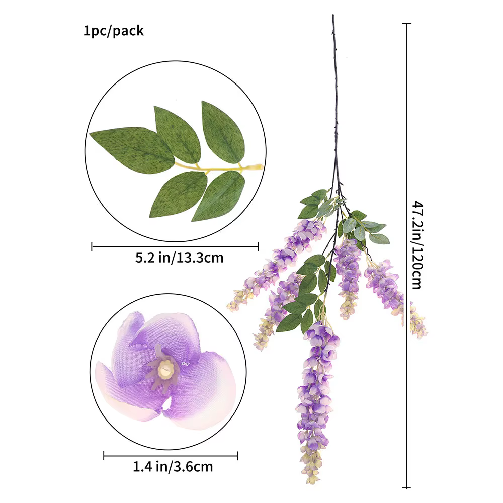 Fleurs de glycine artificielles longues de 120cm