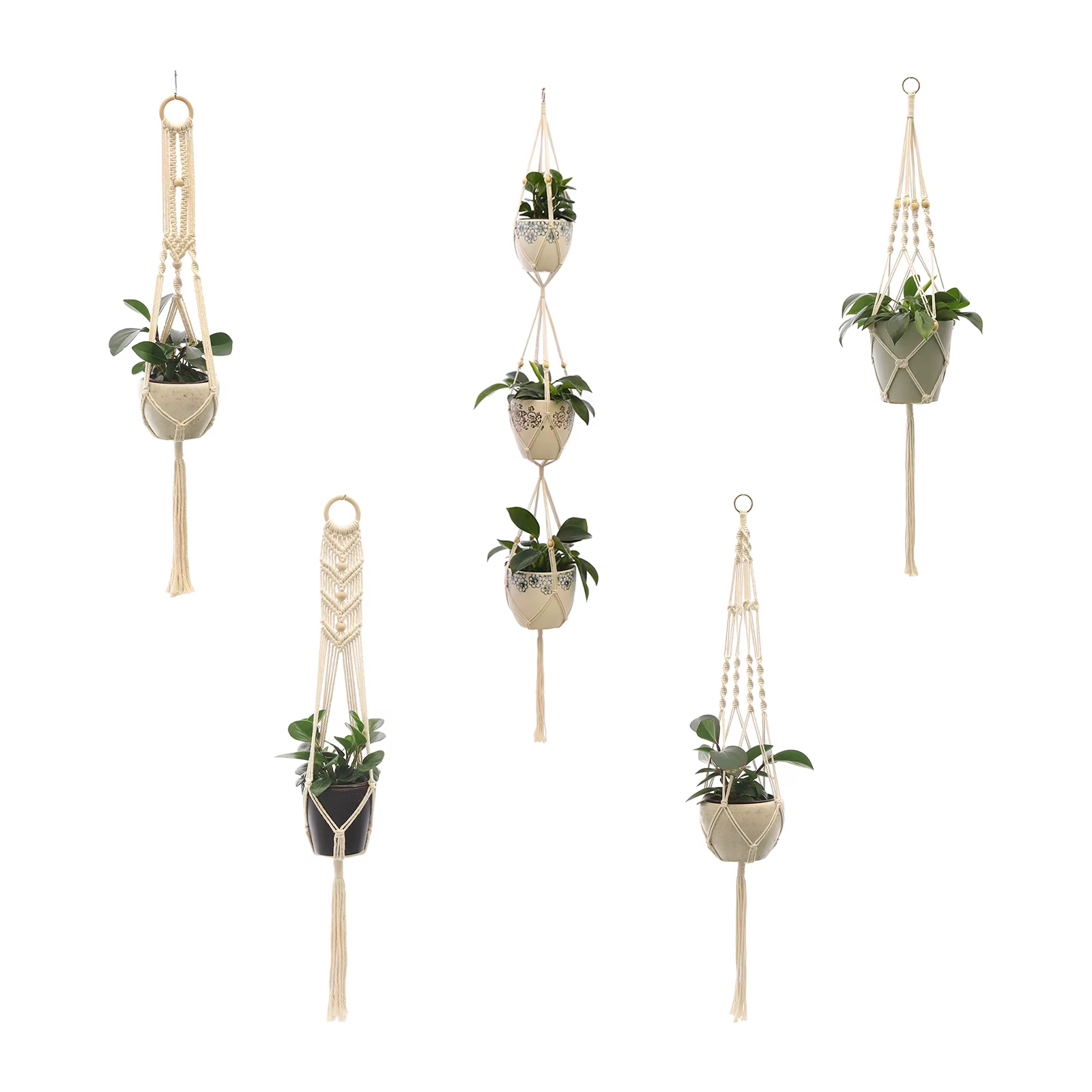 Pot de Fleurs Mural en Macramé Fait à la Main