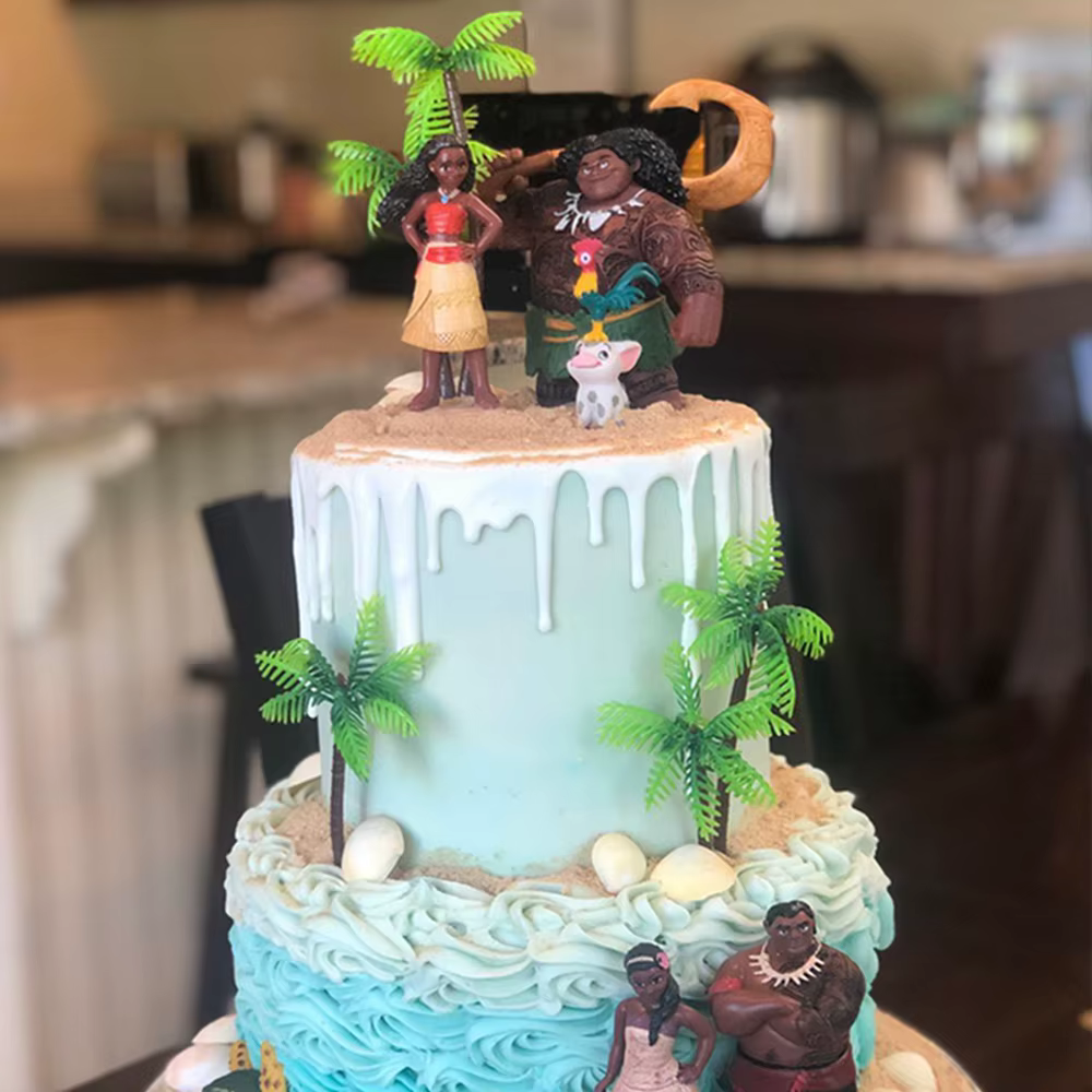 Décoration de Gâteau en Forme de Palmier avec Noix de Coco