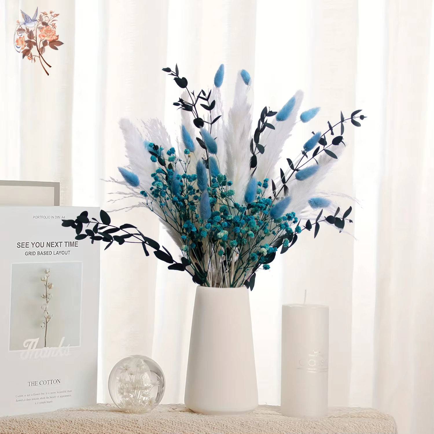 Bouquets de fleurs séchées pour la décoration intérieure