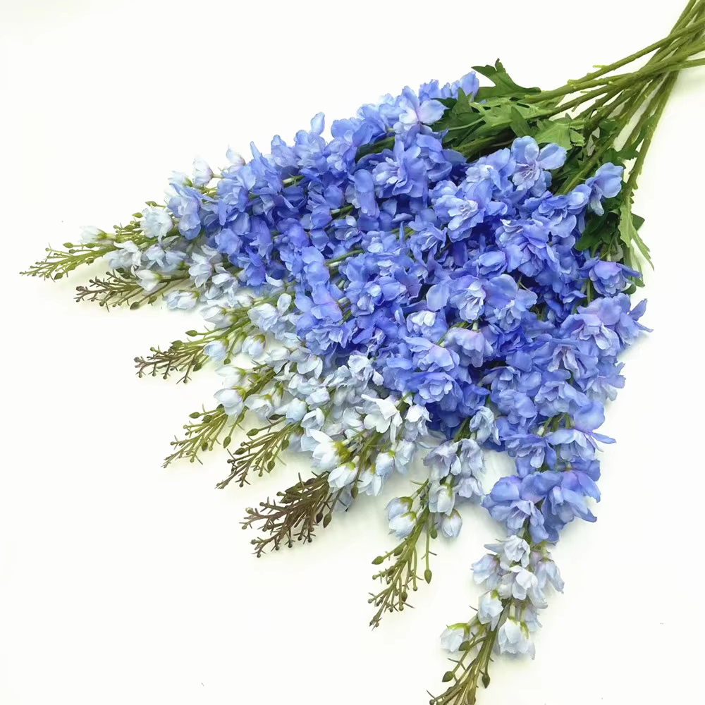 Branche de fleur de Delphinium artificielle avec longue tige simulée plante