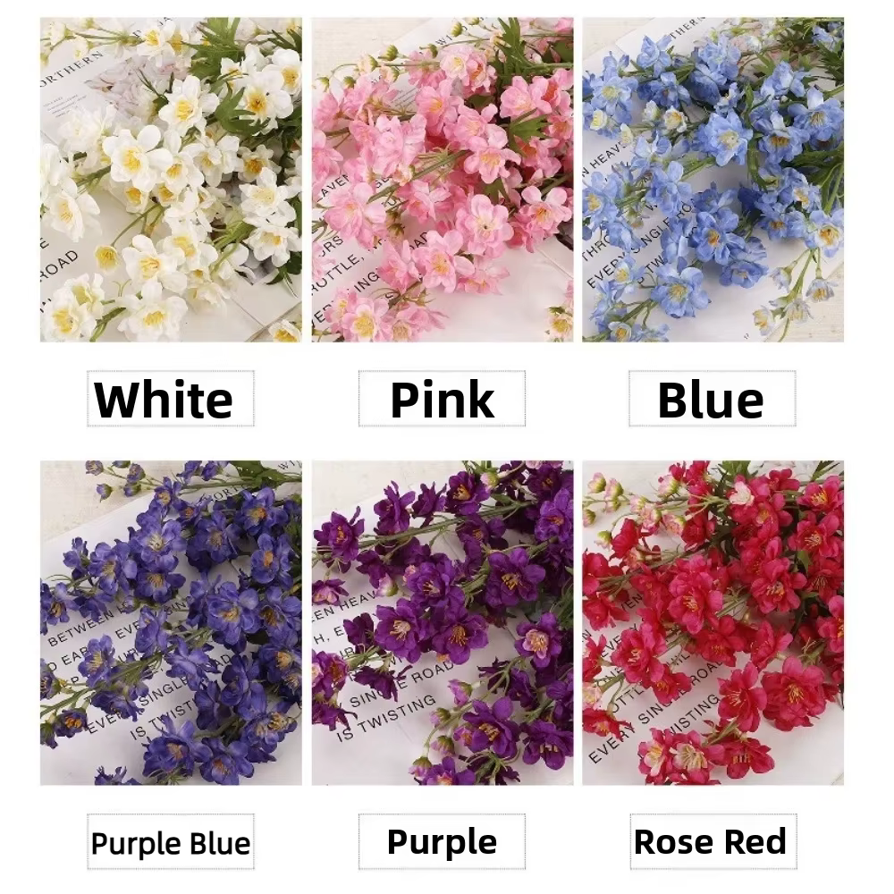 Fleur artificielle de Larkspur à feuilles vertes