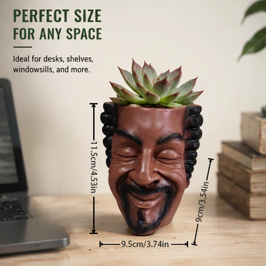 Pot de fleurs esthétique en résine en forme de visage humain