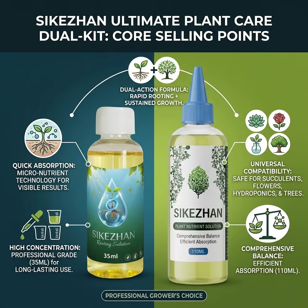 Ensemble de 2 produits stimulants la croissance des plantes : solution nutritive 110 ml et liquide d'enracinement