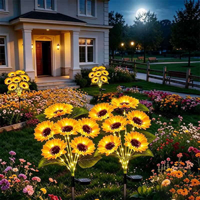 Lampes solaires LED en forme de tournesol
