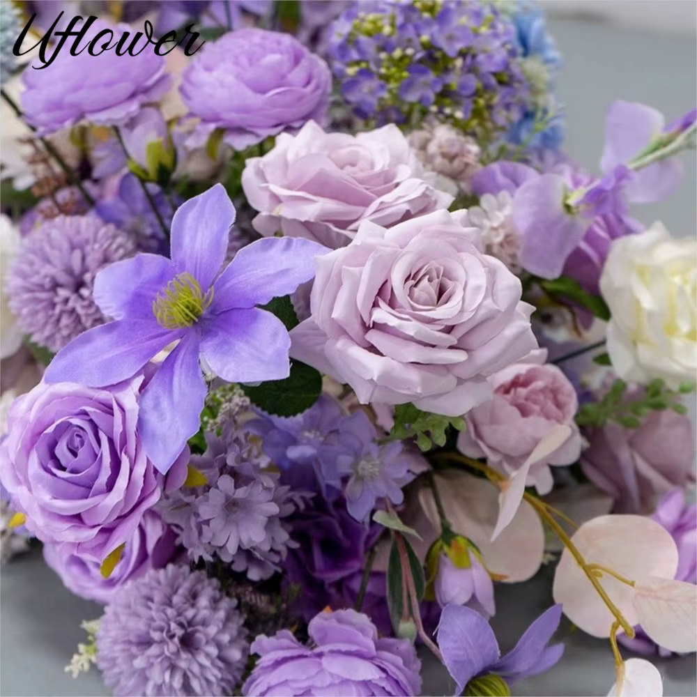 Uflower 200 cm luxe Rose fleur artificielle rangée Table pièce maîtresse mariage toile de fond fleurs mur Arches décor fête scène florale