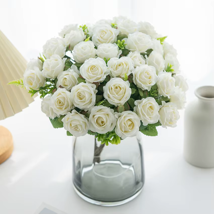Fleurs artificielles Soie Rose Bricolage Mariage Bouque Nuptiale Jardin Roses Arche Maison Chambre Festival Décoration Couronnes Photographie Accessoires