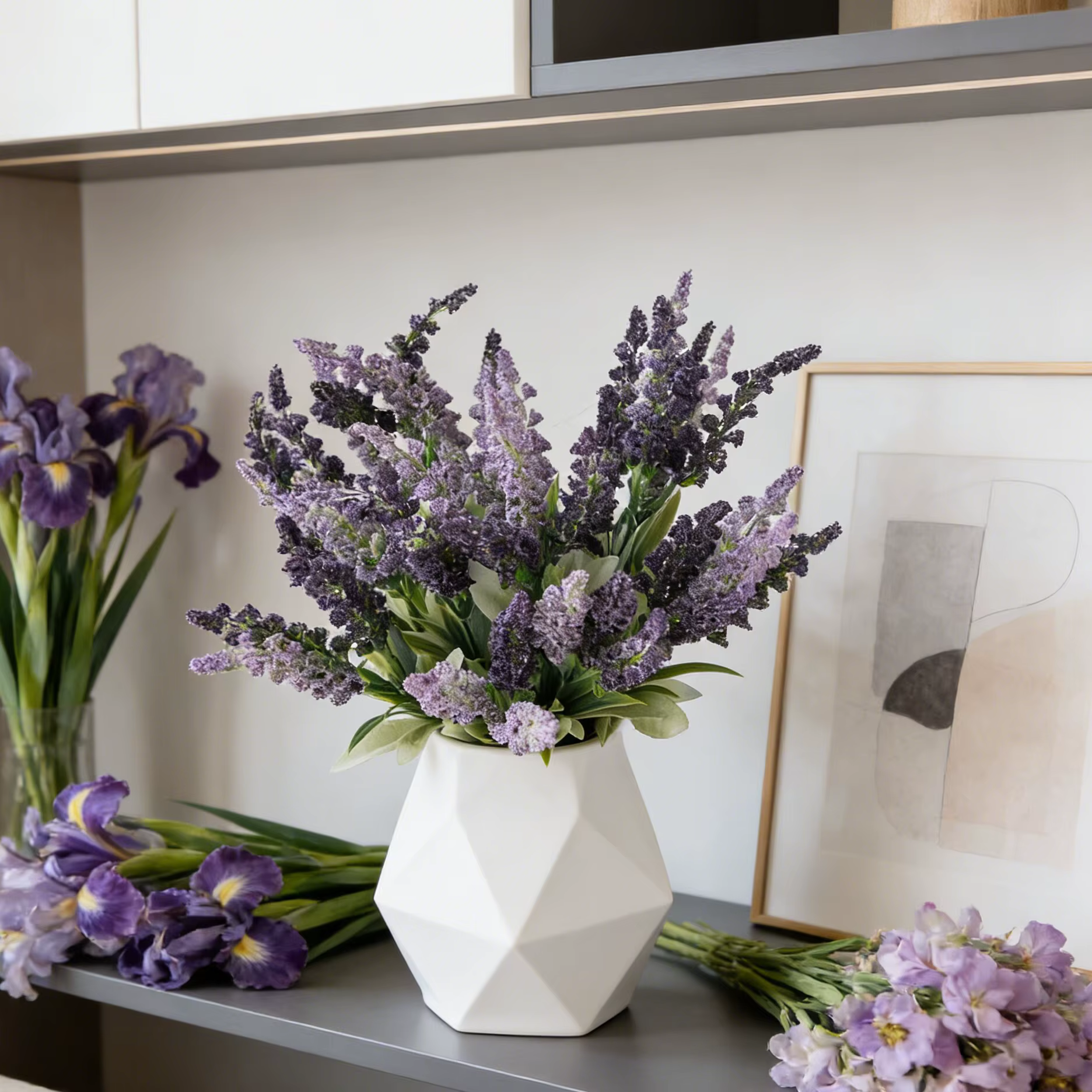 Fleur artificielle en mousse Lavande Rose pour extérieur