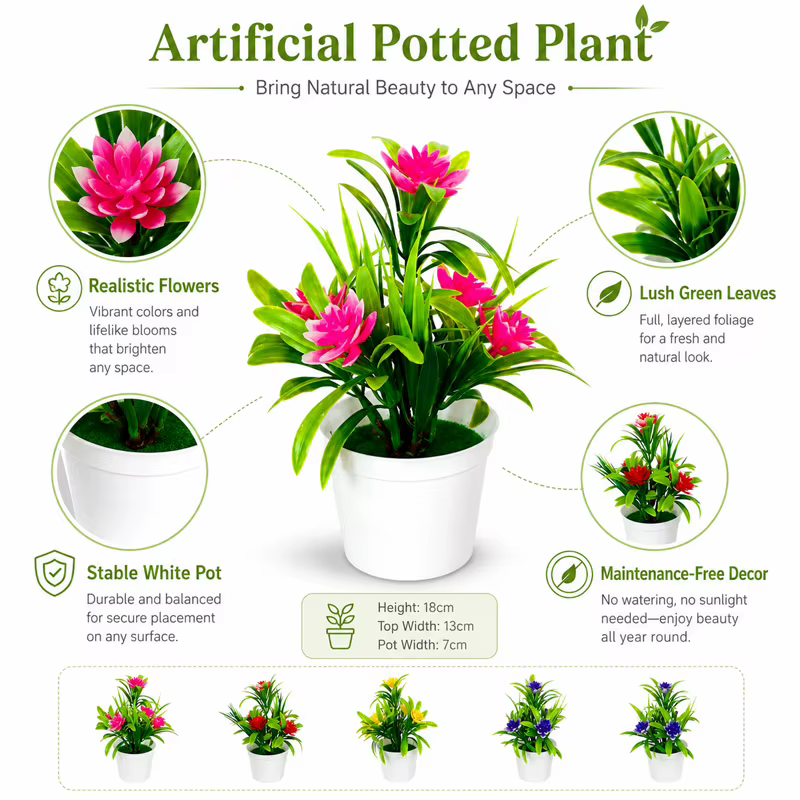 Mini-bonsaï de fleurs artificielles en pot pour décoration de table