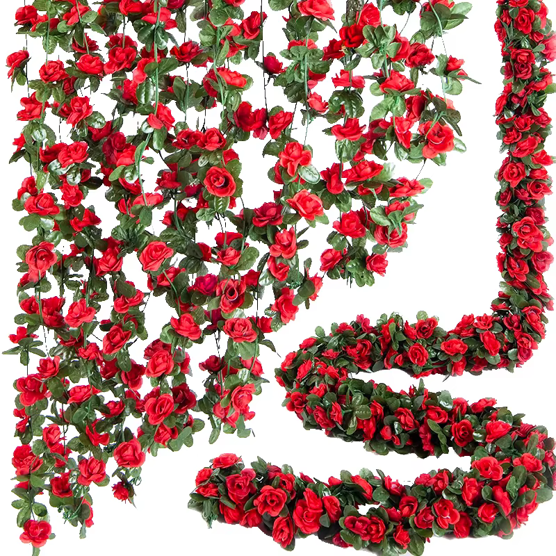 2.5m, Guirlande de roses artificielles en soie
