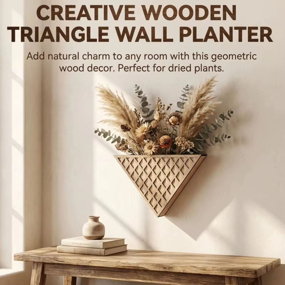 Support de plante mural triangulaire en bois moderne