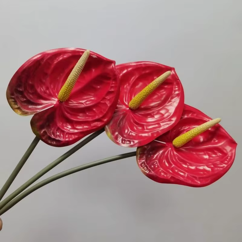 Bouquets de fleurs d'anthurium artificielles en PU