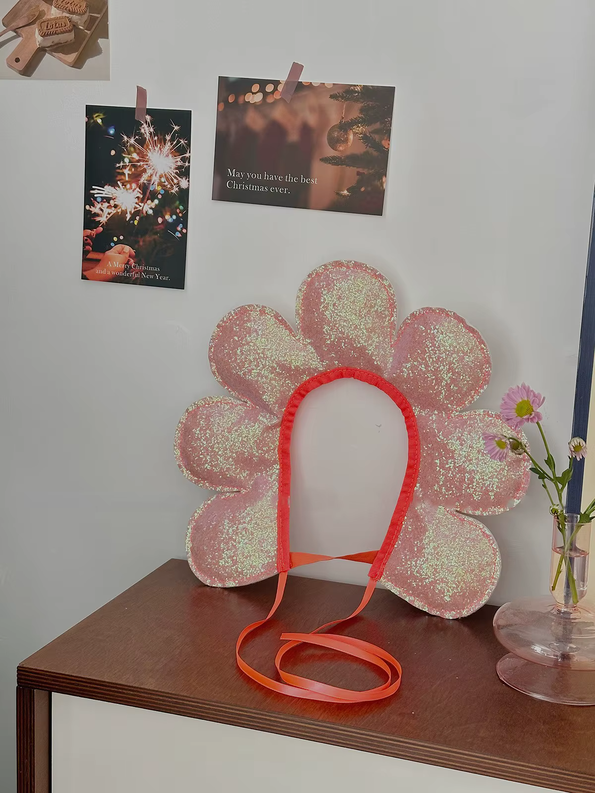 Couronne de fleurs à paillettes, couvre-chef de fleurs mignon, accessoires de cheveux pour enfants, accessoires de noël pour garçons et filles, Costumes de spectacle de Cosplay