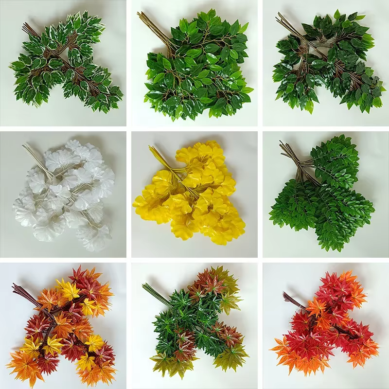 Feuilles de faux cuir chevelu Ginkgo en plastique