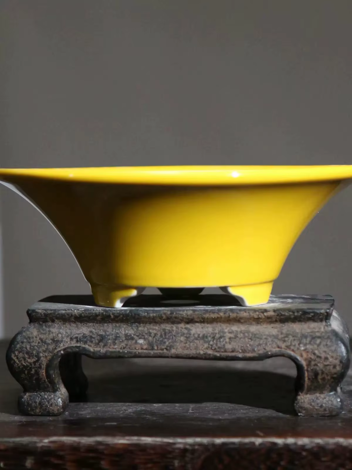 Pot à bonsaï rond en porcelaine émaillée colorée