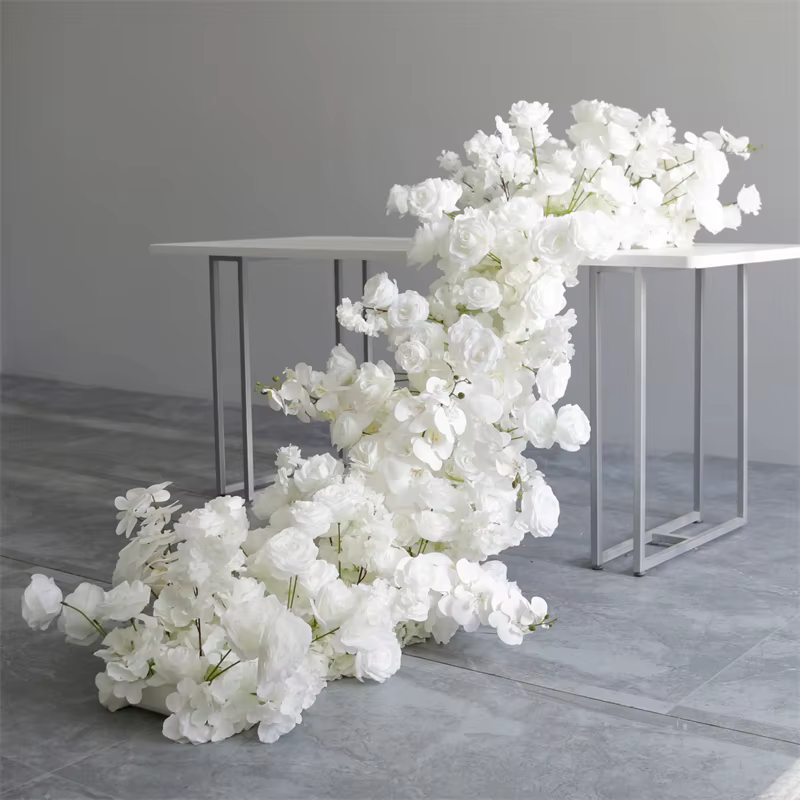 Rangée de fleurs artificielles Uflower 200cm 100cm 50cm – Décoration florale pour centre de table de mariage