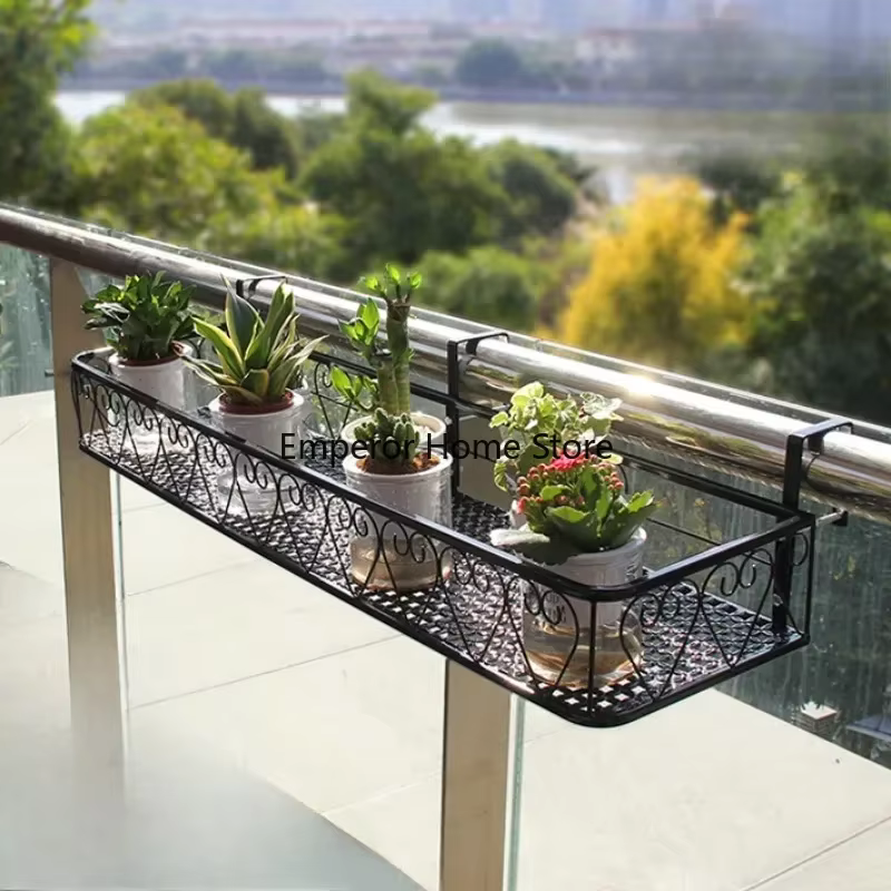 Pot de fleur de fenêtre de garde-corps de balcon de stockage T1, support de fleur en fer T1, plante mise en place par étagères