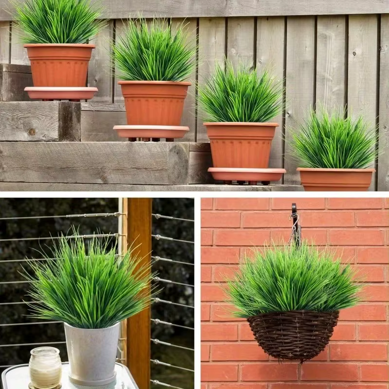 12 plantes artificielles aux couleurs vives et résistantes aux UV - Bouquets de herbe de printemps détachables avec