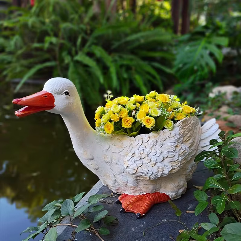 Pot de fleur de canard de dessin animé pour jardin extérieur