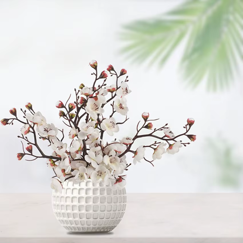 Soie Fleurs Artificielles Fleur de Prunier Pêche Branche Nouvel An Maison Salon Pièce Ménagers En Plein Air Jardin De Mariage Couronne Décorative