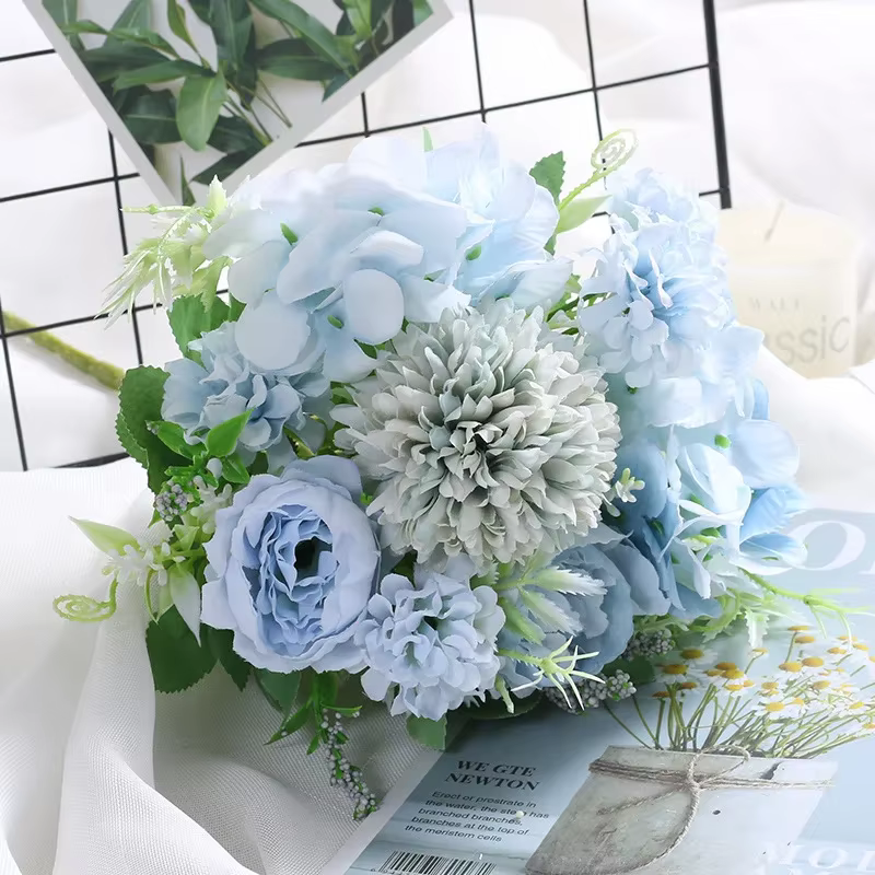 1 Bouquet de fleurs artificielles bleues