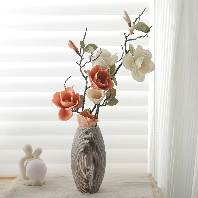 Fleurs artificielles de magnolia avec de longues branches
