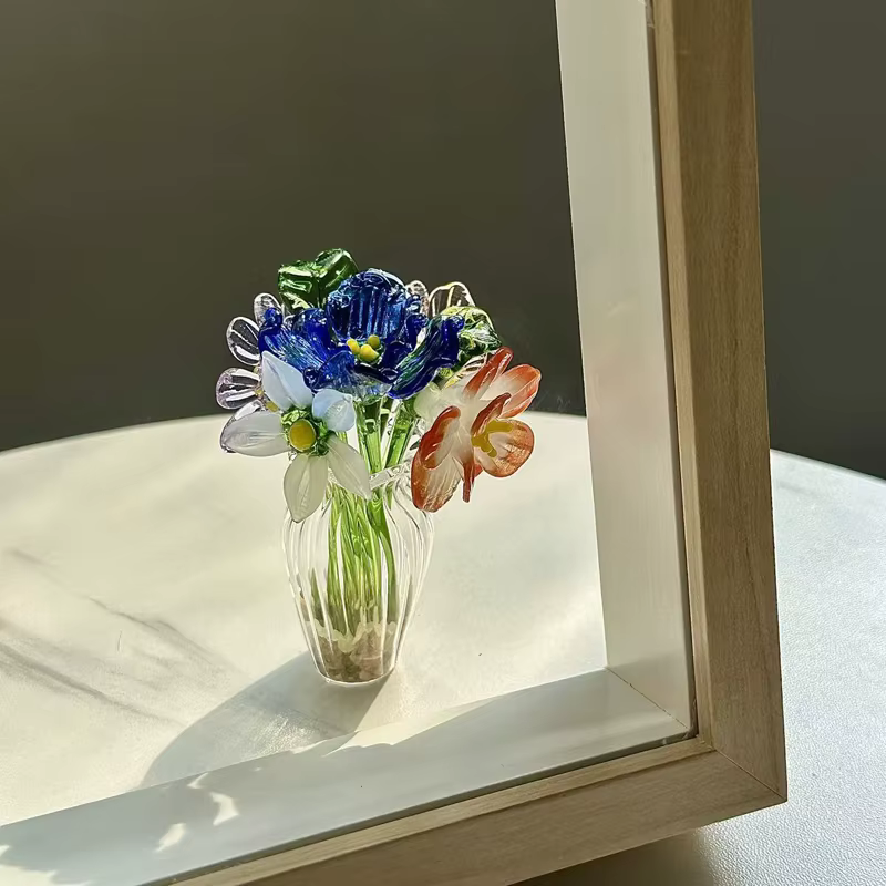 Ornement en verre de tulipe, Bouquet de fleurs simulées, série de guérison, la vie de la petite amie est mille fois, printemps et lumineux