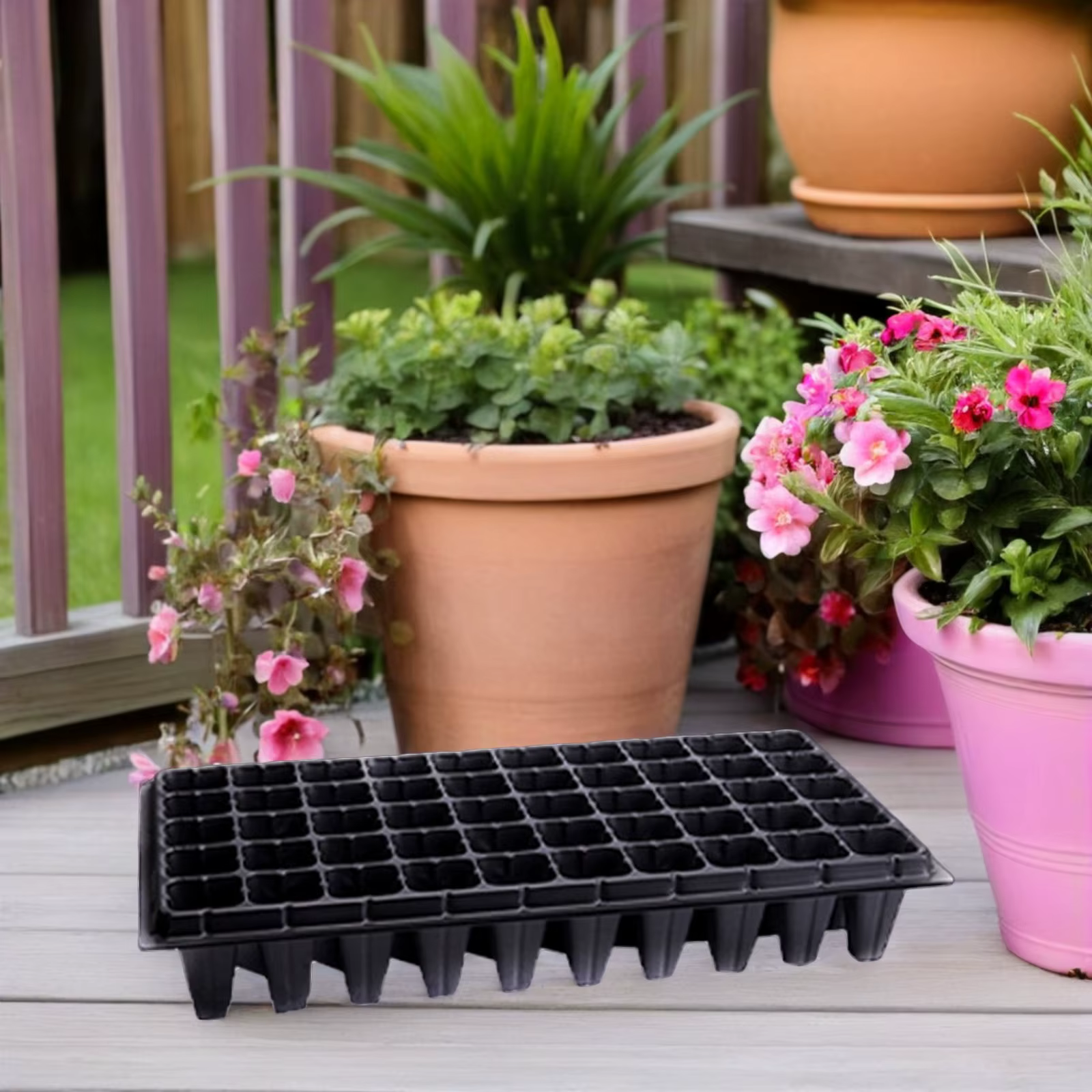 Lot de 10 plateaux de germination 50 cellules en plastique premium résistant aux fissures pour semis