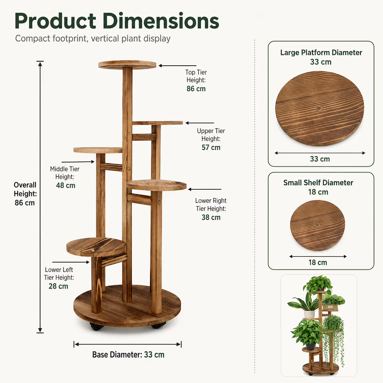 Support à plantes à 5 niveaux sur roulettes
