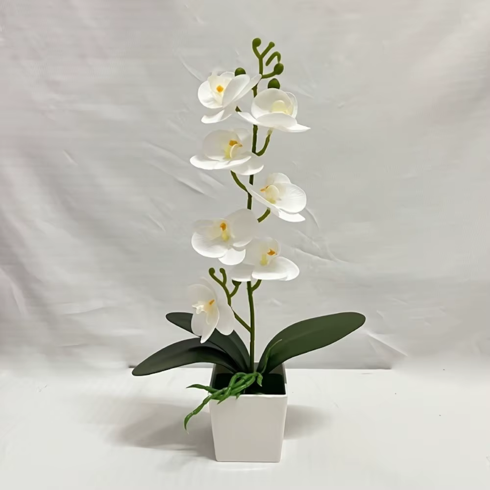7 Fleurs d'orchidées artificielles en pot