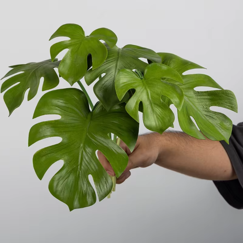 Lot de 5 feuilles de Monstera artificielles en PU