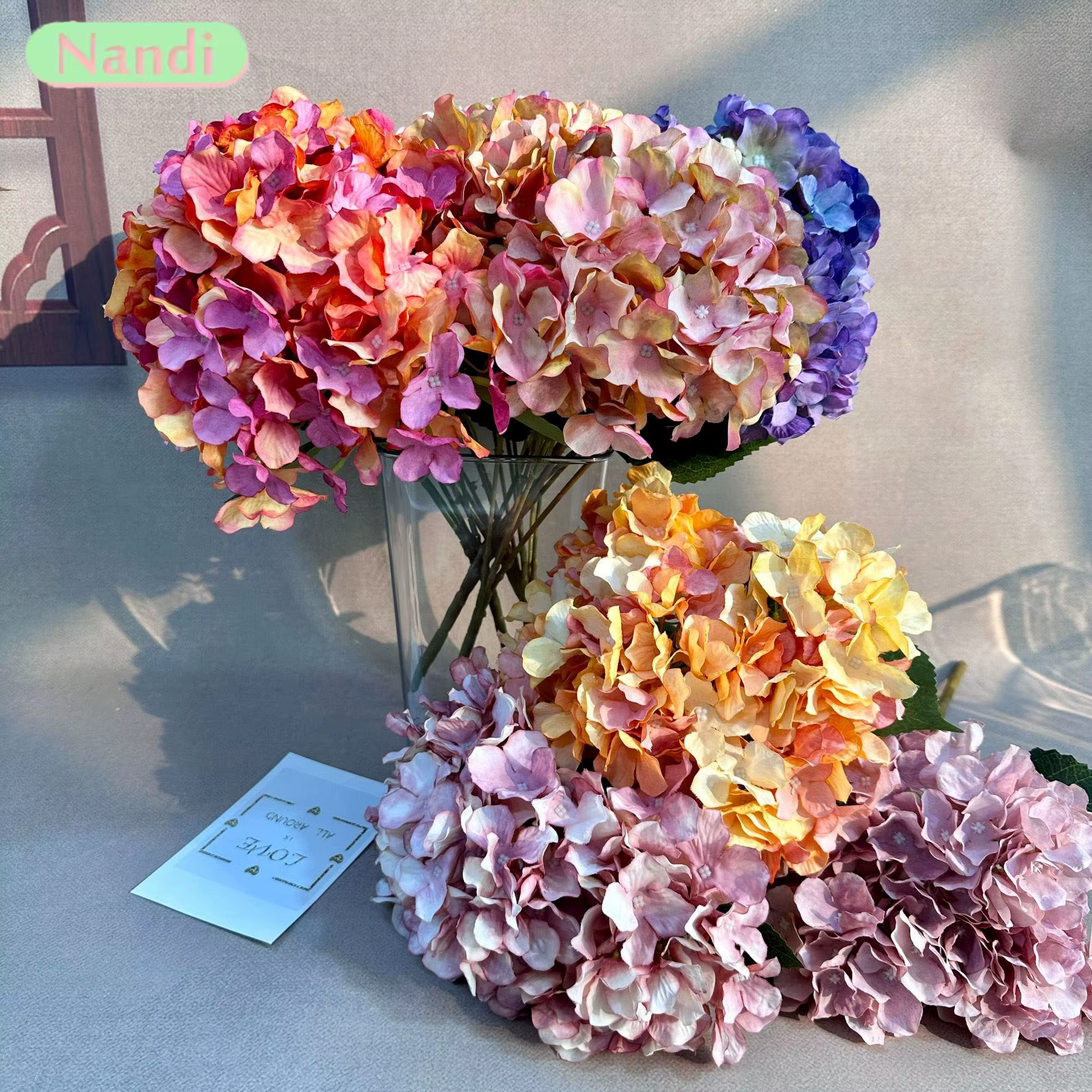 Hortensia à 5 têtes de style britannique : Fleurs artificielles réalistes pour la maison