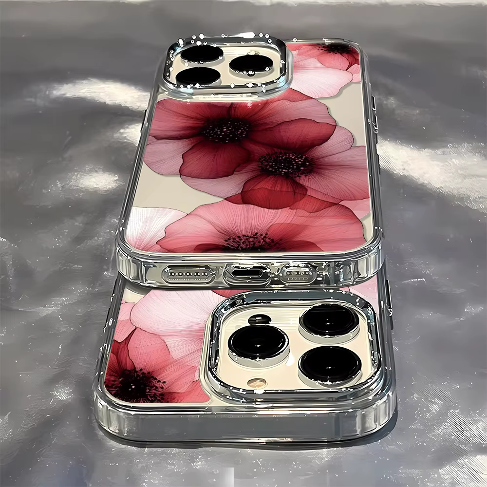 Coque de téléphone de luxe à fleurs rouges, étui arrière Transparent en Silicone souple TPU pour Google Pixel 10 9 8 7 8A 9A XL Pro 4G 5G