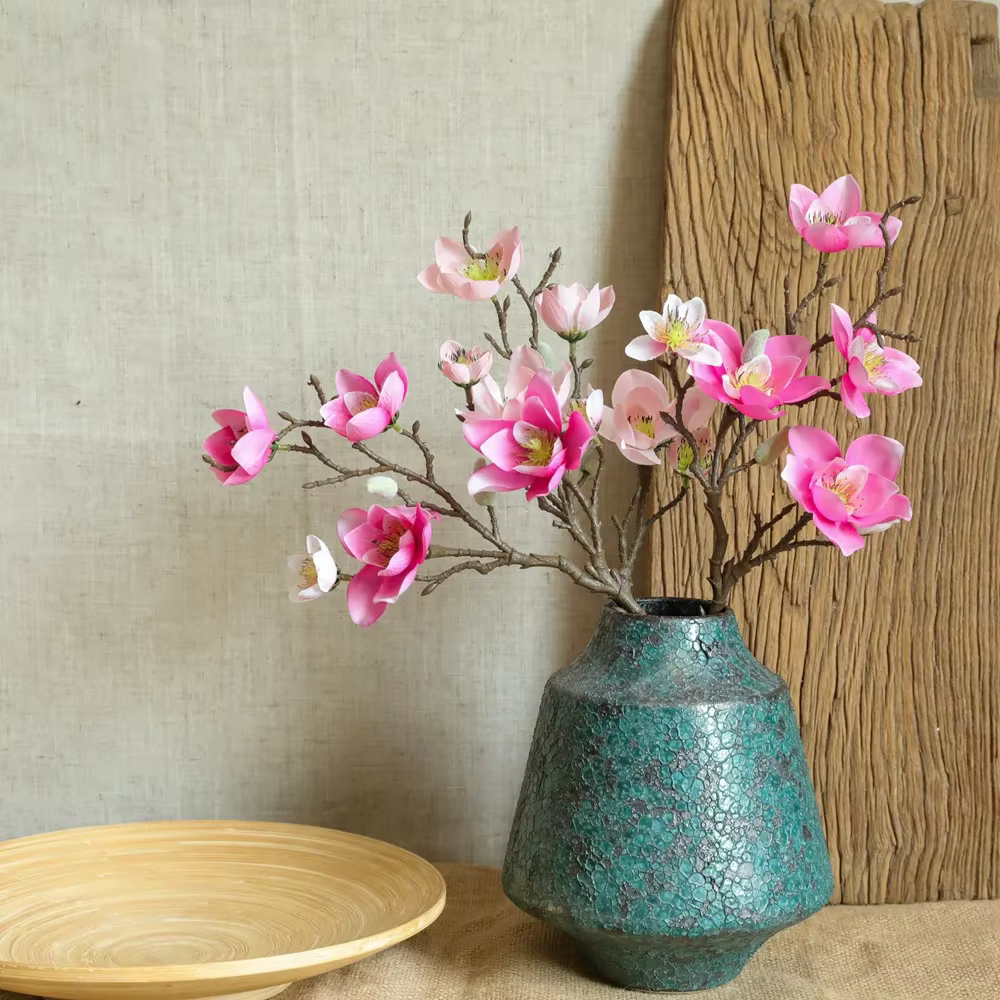 5 têtes fleur artificielle Francica multi-têtes Magnolia INS fausse