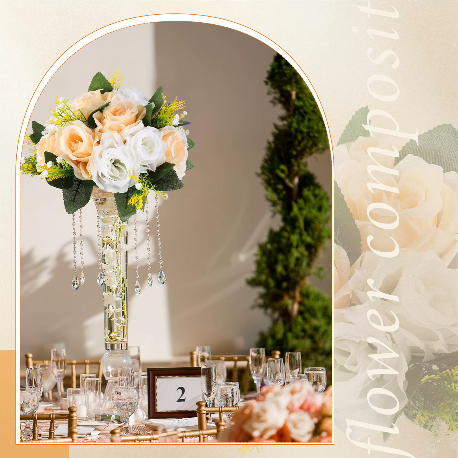 Uflower 6 pièces fleurs artificielles boule pièce maîtresse décorations de Table
