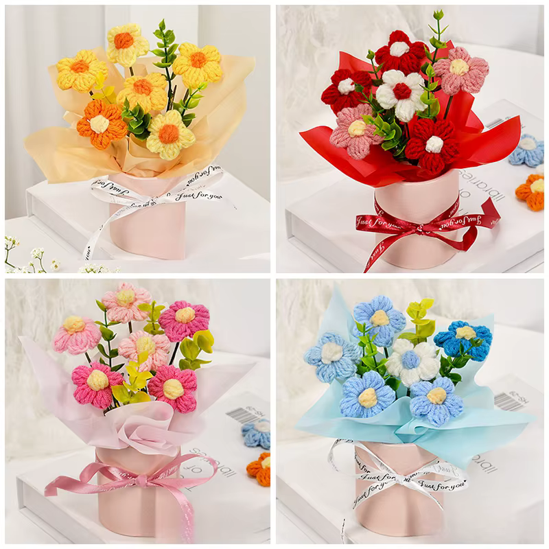 Bouquet de fleurs tricotées