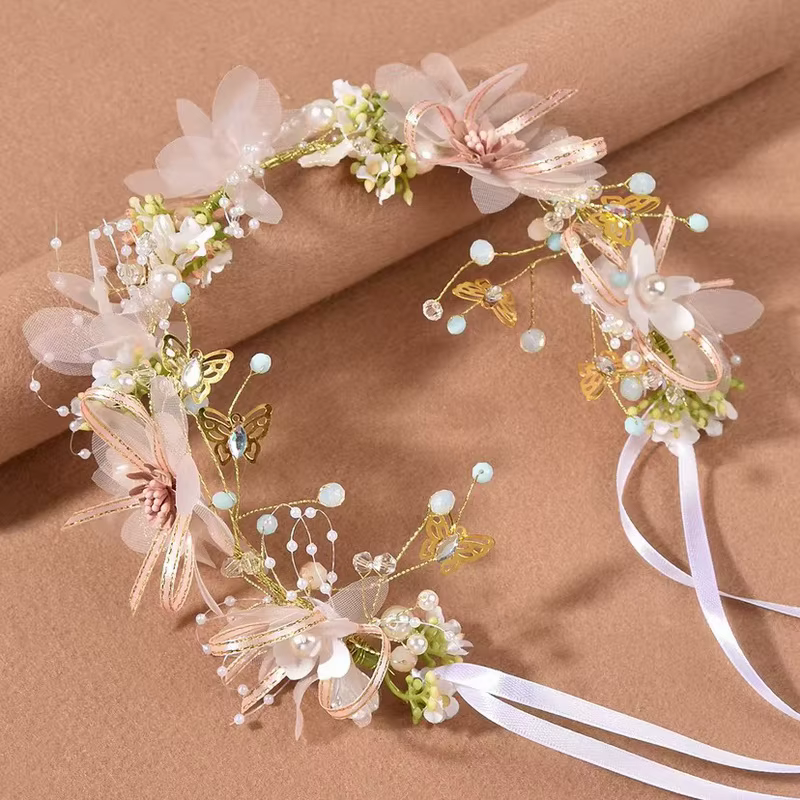 couronne de fleurs cheveux pour enfants, couronne de fleurs pour cheveux, bandeau de princesse en perles, couronne fleurs fille couronne fleurs cheveux petite fille accessoires pour cheveux de mariée