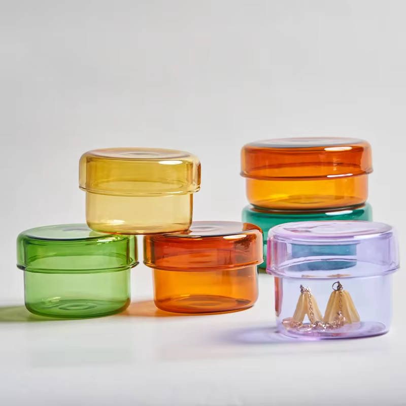 Bocal de rangement en verre décoratif