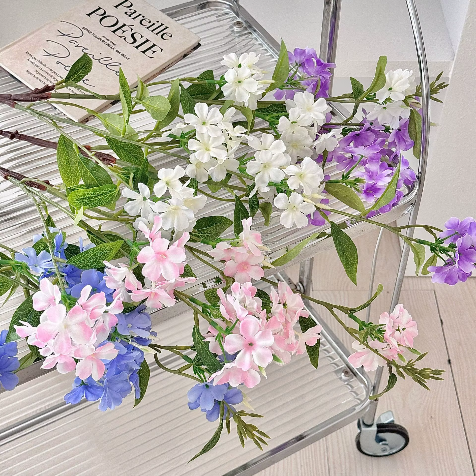 Bouquet de fleurs de lys de neige artificielles de 35 pouces