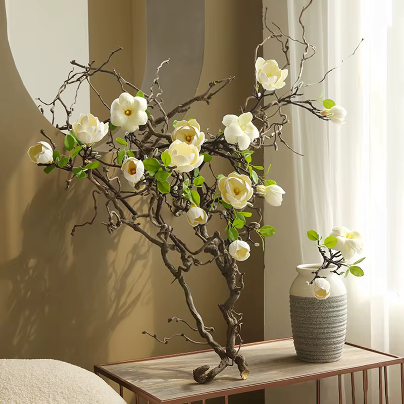Branche de Fleurs Artificielles en Pu Magnolia