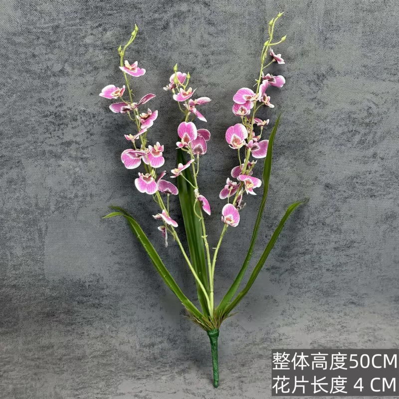 2pcs Bouquet de fleurs Oncidium artificielles Trois fourches Plante