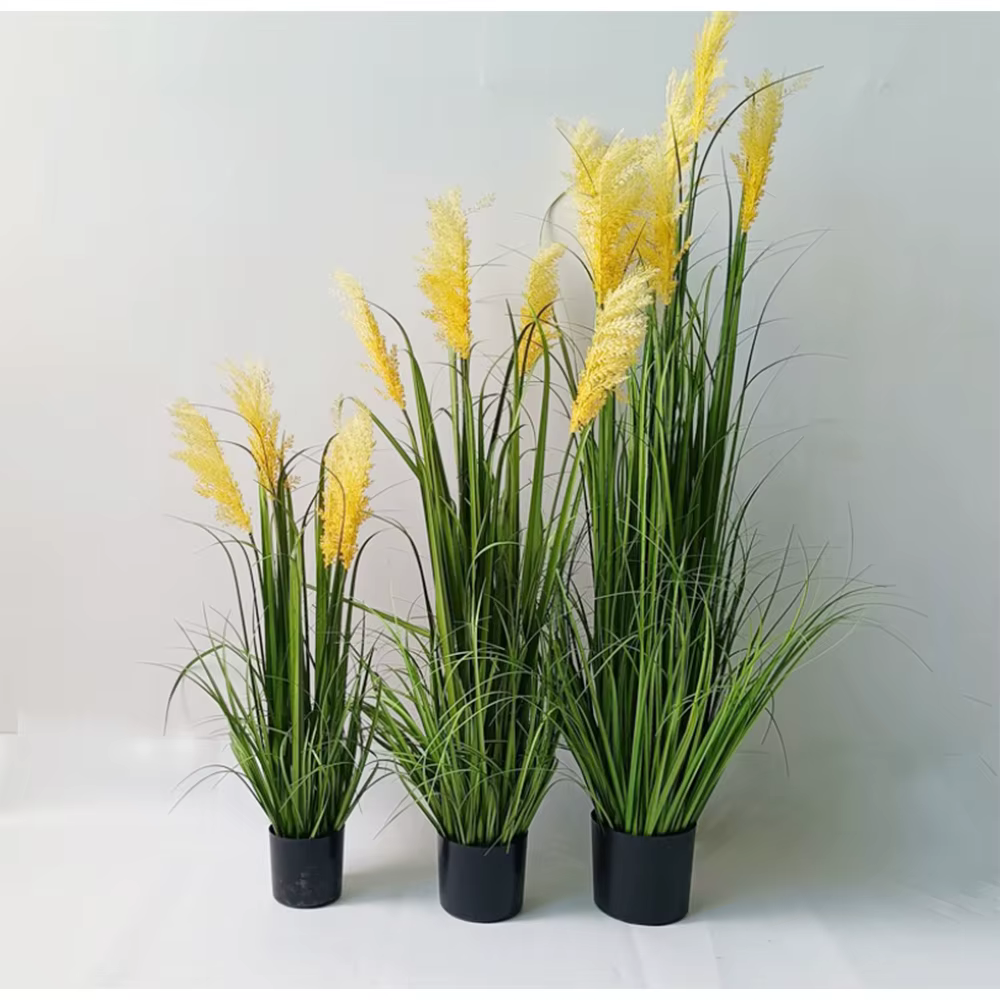 Décoration de la maison plantes vertes fleurs de roseau artificielles grande fausse plante en pot
