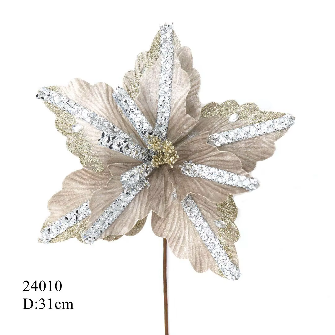 Nouveau produit 31CM fleur de noël artificielle flanelle de haute qualité fausse