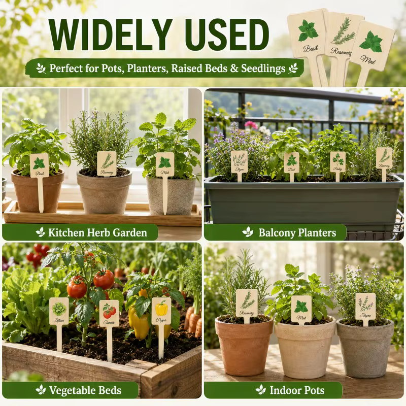Étiquettes de plantes en bois