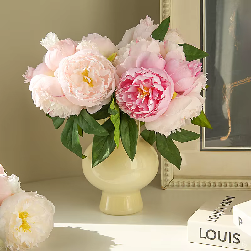 Bouquet de pivoines roses artificielles