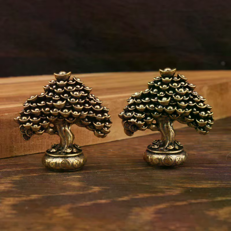 Figurines Feng Shui d'arbre de richesse chinoise en laiton