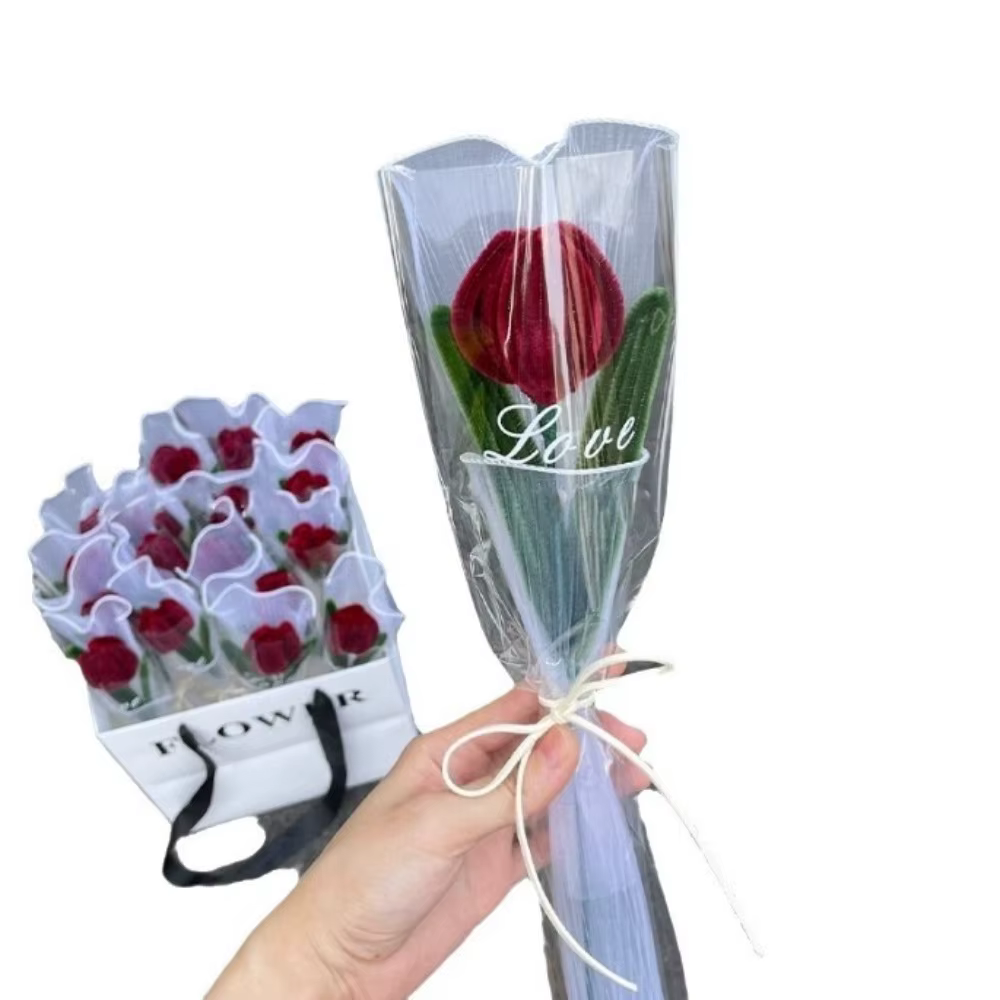 Romantique 30 cm tricot fleur Rose tulipes cadeaux faits à la main ​ Simulation