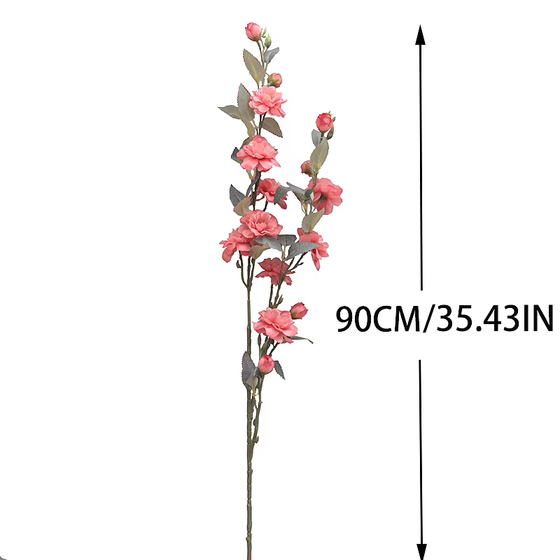 Fleur artificielle en soie de 90 cm, branche longue, camélia, fleur de cerisier, pour arrangement en vase familial, décoration de toile de fond pour arche de mariage et fête