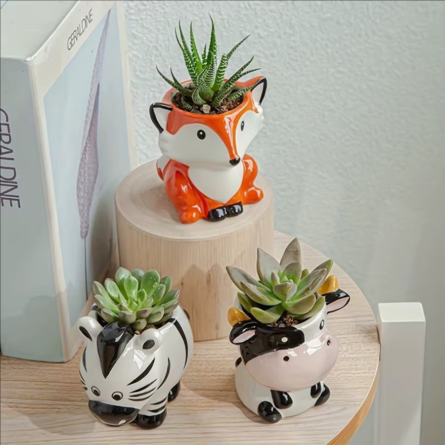1 pot à plantes en céramique à thème animalier mignon